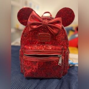 Disney Red Sequin Loungefly  Backpack